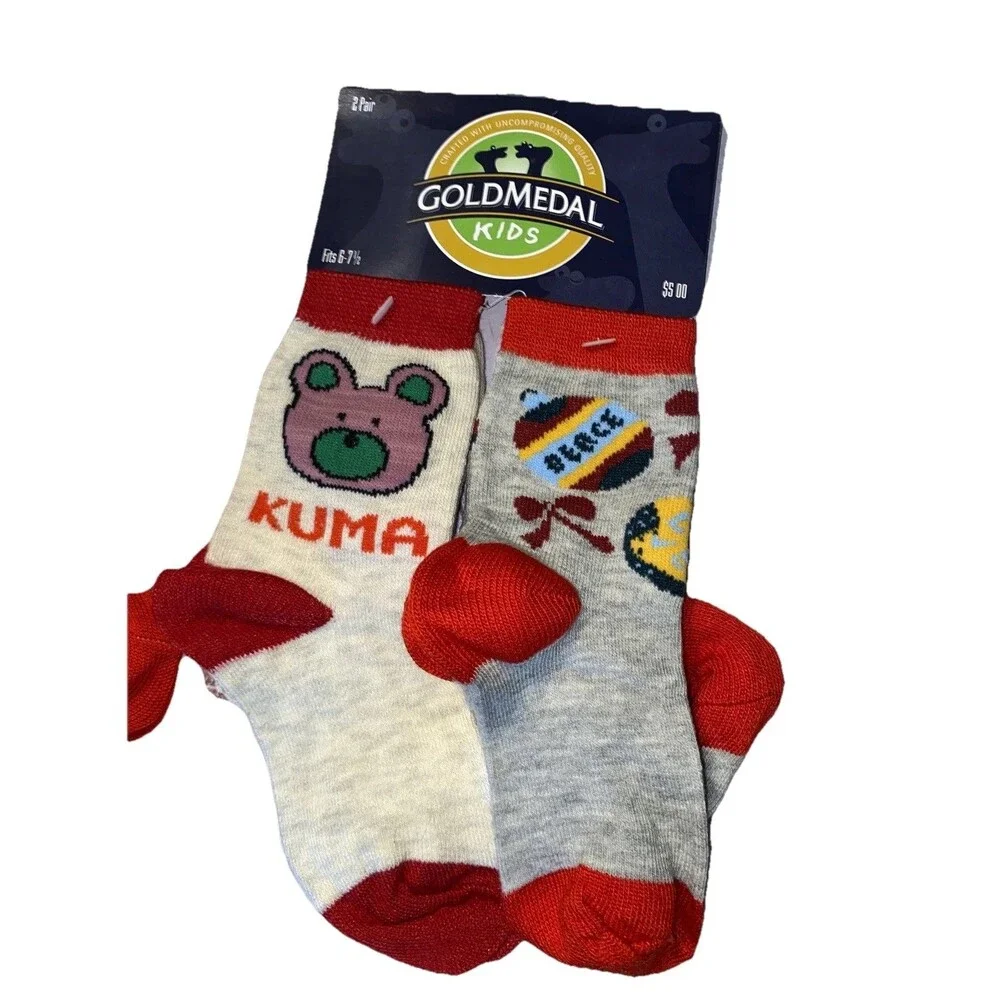 Vintage Gold Medal Kids Child Socks sz 5, 6, 7.5 animals Dinosaurs Teddy NWT